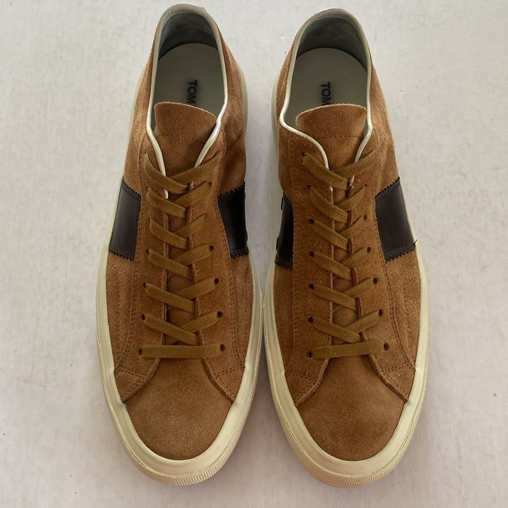 TOM FORD Cambridge Suede Calf Skin Leather Low Top Sneakers Size 13